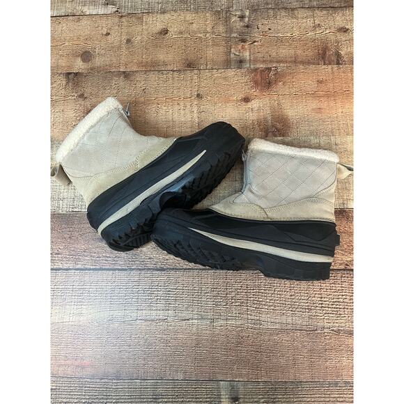 Magellan | Women's Black Tan Winter Suede Duck Pac Warm Thinsulate Boots Sz 8 - Picture 4 of 5